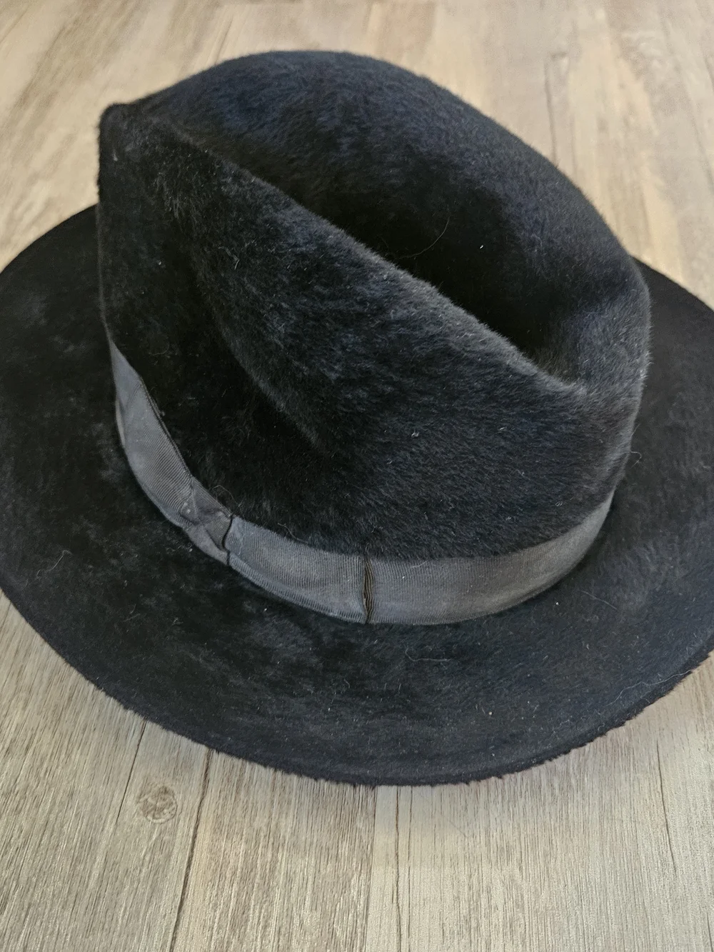 Vintage Herbert Johnson London Mem's Black Felt Fur Big Rimmed Fedora